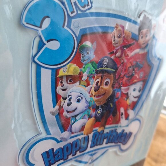 3rd Birthday Dog Acrylic Cake Topper Puppy‎ Police Carroon Paws - Picture 4 of 4